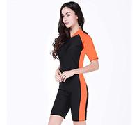 POOSR Femmes Lycra Combinaison Une pièce à Manches Courtes Maillot de Bain Maillot de Bain Maillots de Bain vêtements de Plage Nager,Orange,XL