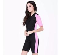 POOSR Femmes Lycra Combinaison Une pièce à Manches Courtes Maillot de Bain Maillot de Bain Maillots de Bain vêtements de Plage Nager,Rose,M