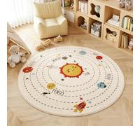 Poowe Solar System Tapis éducatif pour enfants pour salle de jeux et chambre d'enfant (100,1 cm, rond)