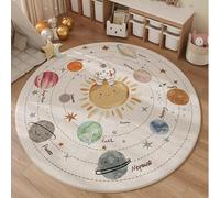 Poowe Solar System Tapis éducatif pour enfants pour salle de jeux et chambre d'enfant (120 cm, rond)