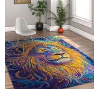 Pop Art 80x150cm Salon Tapis Illusion Large Doux Lavable Dream Starry Sky Galaxy Print carpette pour Chambre Colorful Lion Pattern Descente de lit Indoor Floor Aesthetic House Decor