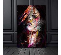 Pop Art Afro-Américain Modèle Féminin Toile Peinture Tableau Decoration Murale, Impression sur Toile Art Affiche Salon Chambre Maison Décoratifs Moderne Aesthetic Room Decor Sans Cadre (70X100cm)