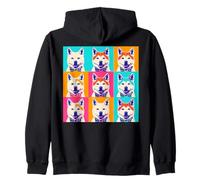 Pop Art Akita Dog Grille colorée Sweat à Capuche