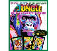 Pop Art Animals: Jungle: Color by Number for Adults: Paint by Number Jungle Animals, Color Quest on Black Paper, Coloring book for Relaxation and Stress Relief |Black Background|