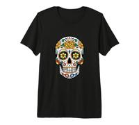 Pop Art BD Vintage Dia de Los Muertos Sugar Skull T-Shirt Haut de Gamme