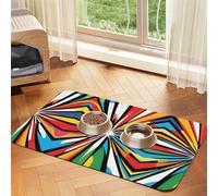 Pop Art Burst Tapis d'alimentation antidérapant en cuir absorbant pour animal domestique Séchage rapide Imperméable Lavable 30 x 45 cm