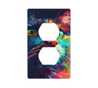 Pop Art Cat Outlet Couvercle d'interrupteur décoratif 1 gang Plaque murale pour cuisine salle de bain Taille 7 x 11,4 cm