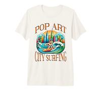 Pop Art City Surf Cartoon Style T-Shirt Haut de Gamme