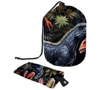 Pop Art Cool Dinosaure World Trousse de maquillage pour femme, sac à maquillage pliable avec cordon de serrage, sac de toilette portable, Pop Art Cool Dinosaur World,
