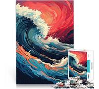Pop Art des Vagues de l'océan Puzzles de 1000 pièces pour Adolescents Jeux de détente Jouets de décoration pour la Maison 38x26cm