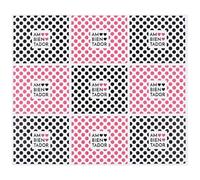 Pop Art Désodorisant pour mini flacons | Blister avec 9 autocollants de 5 x 4,3 cm avec impression de pois noirs et magenta, décorez avec style