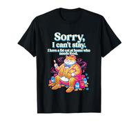 Pop Art Dessin animé Sorry I Can't Stay Fat Cat Needs Food T-Shirt