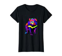 Pop Art : Diable de Tasmanie, Amoureux des Animaux, Gardien de Zoo, zoologiste T-Shirt Graphique avec Valeur, Femme, Noir, S