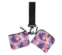 Pop Art Gorilla Stars Lot de 2 pochettes pour pièces de monnaie et cartes de visite de grande capacité avec dragonne pour femme