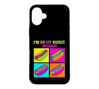 Pop Art Humoristique I'm on My Wurst Behavior Coque pour iPhone 16 Plus