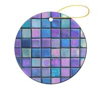 Pop Art Lot de 2 décorations rondes à suspendre pour sapin de Noël Motif mosaïque irisée Multicolore 7,2 cm