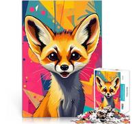 Pop Art Mignon de Renard Fennec Puzzle 1000 pièces pour Adolescents Jeu de Casse-tête Renforcer l'amour Entre Les Couples 38x26cm