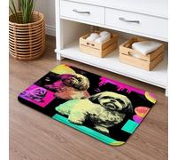Pop Art Tapis de bain à séchage rapide avec portraits d'animaux colorés, absorbant, antidérapant, moderne, en flanelle, lavable pour salle de bain, toilettes, toilettes, décoration, 50,8 x 81,3 cm