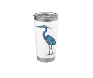 Pop Art Wildlife Popart Illustration bleue Hereng Mouette Gobelet isotherme en acier inoxydable double paroi