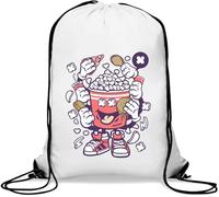 Pop Corn Monster Drôle Grand seau de cinéma Sac de gym Sac décontracté avec cordon de serrage Blanc