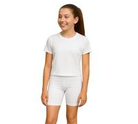 Pop Couture Short de sport de qualité supérieure pour filles, blanc, 11-12 ans