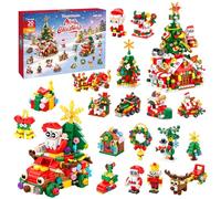 POP JOY Calendrier de l'Avent de Noël - Kit de construction 1255 pièces - Compte à rebours des fêtes - Jouet en briques avec 24 scènes hivernales festives - Cadeau pour enfants et adultes