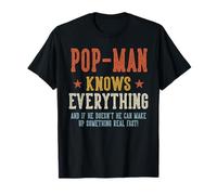 Pop-Man Knows Everything Fête des Pères Rétro Vintage T-Shirt