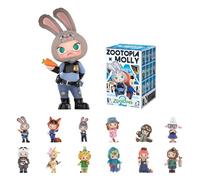 POP MART Molly × Zootopia Série Co-branded Figurines de boîte aveugle, jouets de collection, décorations d'intérieur, cadeaux d'anniversaire pour filles et garçons, boîte unique