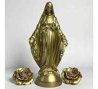 Pop Mary, Statue Moderne Vierge Marie, Figurine Décorative en résine, Cadeau Unique de Collection (Doré)