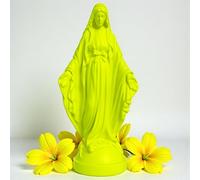 Pop Mary, Statue Moderne Vierge Marie, Figurine Décorative en résine, Cadeau Unique de Collection (Jaune Néon)