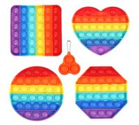 Pop on It, 4 Packs Push Pop Bubble, Mini Poppit, Bubble Popper Toy Jouet Sensoriel Adulte avec 1 Porte-clés, Antistress Fidget It Toys Set pour Enfants Adultes