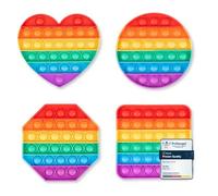 Pop on It pour Les Enfants | Coffret Cadeau de 4 Bulles de Savon | Jouets Fidget étanches | Poppets en Silicone de Haute qualité | Jouets Anti-Stress Arc-en-Ciel