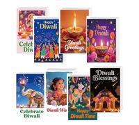 Pop Resin Lot de 32 cartes de vœux Happy Diwali avec enveloppes - 10,2 x 15,2 cm - Design coloré - Cartes de Diwali avec vœux de vacances pour décorations de fête