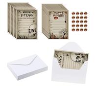 Pop Resin Lot de 40 invitations de fête d'Halloween avec enveloppe et autocollants sur le thème du crâne - 12,7 x 17,8 cm - Invitations sur le thème du crâne pour fête d'Halloween