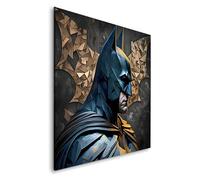 Pop Street Lovers Tableau décoratif Batman Super héros DC Comics polygonal - Toile imprimée sur châssis - Décoration Murale Salon Chambre (80cm x 80cm)