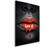 Pop Street Lovers Tableau décoratif Bouche lèvres Love It - Marque de luxe - Décoration Murale Salon Chambre (60cm x 90cm)