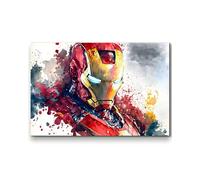 Pop Street Lovers Tableau décoratif - Iron Man Marvel Nuage Aquarelle - Décoration Murale Salon Chambre (90cm x 60cm)