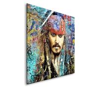Pop Street Lovers Tableau décoratif Jack Sparrow - Pirate de Caraïbes - Disney - Johnny Depp - Toile imprimée sur châssis - Décoration Murale Salon Chambre (80cm x 80cm)