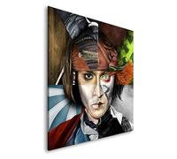 Pop Street Lovers Tableau décoratif Johnny Deep Jack Sparrow - Chapelier fou - Toile imprimée sur châssis - Décoration Murale Salon Chambre (80cm x 80cm)