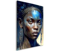 Pop Street Lovers Tableau décoratif Portrait femme africaine traditionnelle - Décoration Murale Salon Chambre (60cm x 90cm)