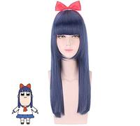 Pop Team Epic Pipi Cosplay Perruque Cheveux Synthétiques Halloween Costume Longues Droites Bleues Perruques Pour La Fête + Perruque Gratuite