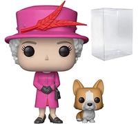 POP The Royal Family - Reine Elizabeth II avec Corgi Funko Pop ! Figurine en vinyle (livrée avec étui de protection compatible Pop Box) Multicolore 9,5 cm