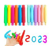 Pop Tubes Mini Jouets Sensoriels, 12 Pièces Jouets Sensoriels de Tuyau Extensible Multicolore Anti-Stress pour Enfants, Adultes, Personnes souffrant d’autisme, Soulager l'anxiété et Le Stress
