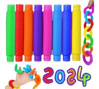 Pop Tubes Mini Jouets Sensoriels,16 Pièces Jouets Sensoriels de Tuyau Extensible Multicolore Anti-Stress pour Enfants, Adultes, Personnes souffrant d’autisme, Soulager l'anxiété et Le Stress