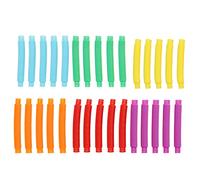 Pop Tubes Tubes Sensoriels Tube de Traction Pliable Extensible Jouet avec Son Spécial pour Enfants Adultes TDAH Autisme 30 Pièces Jaune Orange Bleu Violet Vert Rouge Plastique