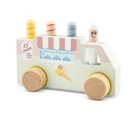 New Classic Toys Jouet en bois Camion à glaces Pop-Up, motricité, figurines à ressort, dès 2 ans