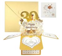 Pop up Carte Anniversaire 30 Ans 3D Or Cartes de Voeux Joyeux Anniversaire Cartes Pliantes avec Enveloppe Lettre Invitation Happy Birthday Bénédiction Créativité Cadeau pour Fille Mère Femmes