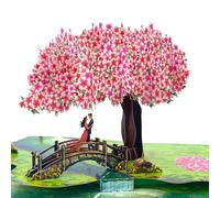 Pop-up-Jubiläumskarten 3D-Kirschblütenbrücke avec couple amoureux, carte de vœux romantique pour épouse, époux, elle, lui, carte de mariage, Joyeuse Saint-Valentin, 6"x 8" Bonne fête des mères carte