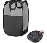 Pop Up Panier à Linge Pliable, 36 x 36 x 58 cm Paniers à Linge en Maille Pliable Panier à Linge Portable en Maille avec Poignées pour Dortoir de Voyage Familial (Noir)