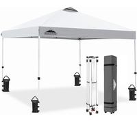 Pop-Up Tonnelle De Jardin Pliable 3x3m, Tente Pliante Avec Pieds Droits Hauteur Réglable Auvent Pour Camping Plage Festival Avec Sac À Roulettes (Blanc)